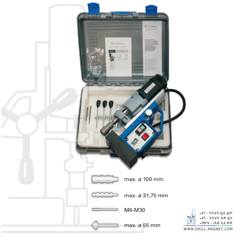 دریل با پایه مگنت مدل FE100 R/LD - تصویر 2
