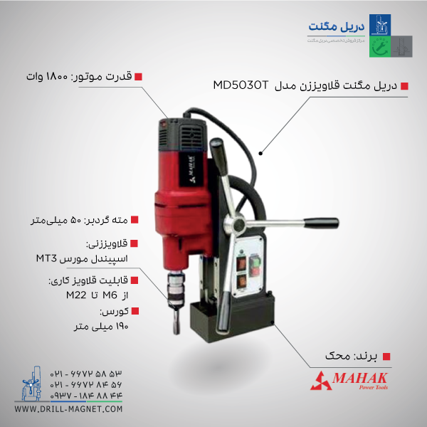 دریل مگنت محک MD-5030T قلاویز زن 1 دریل مگنت محک MD-5030T قلاویز زن